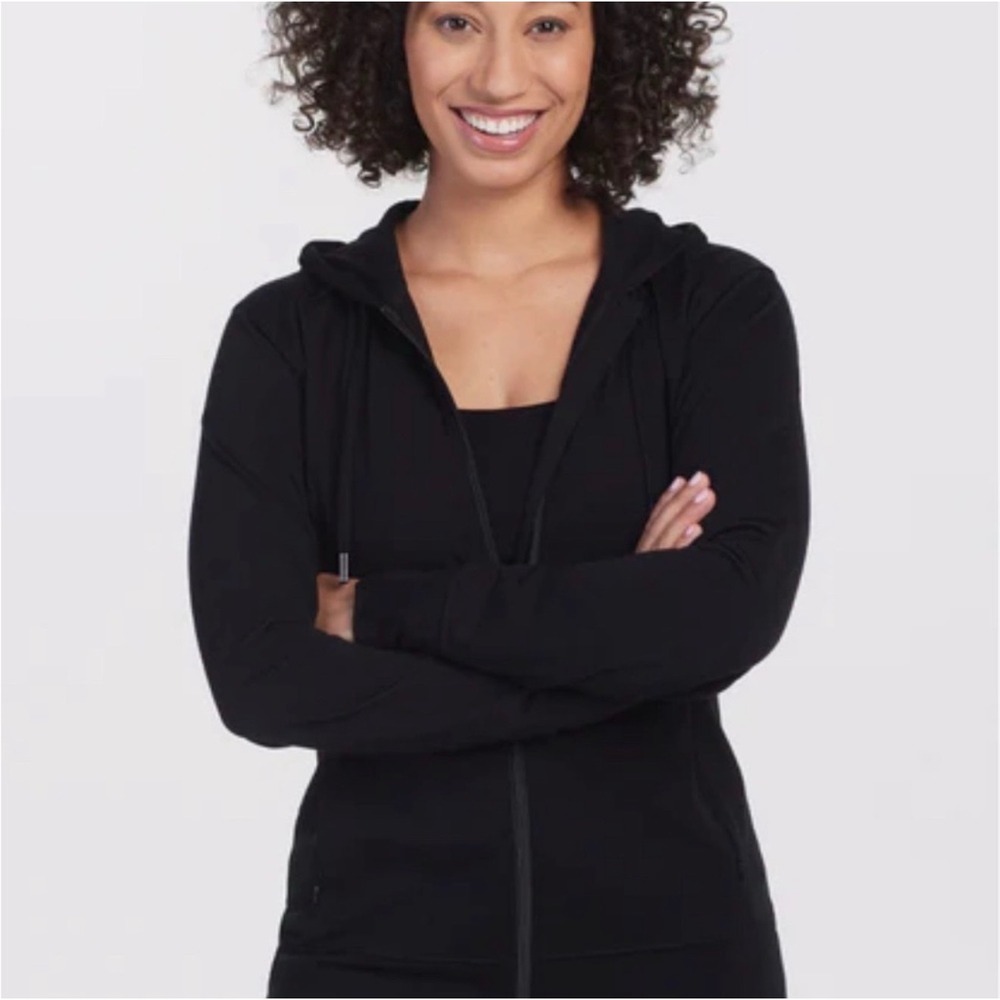 Woolx Ryann Hoodie Women Small Black Excellent Merino Wool Full Zip Activewear